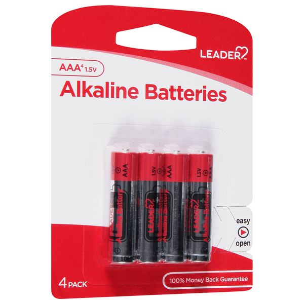 Image for Leader Batteries, Alkaline, AAA, 1.5V, 4 Pack, 4ea from Alpha Drugs