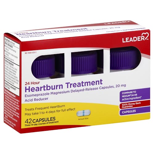 Image for Leader Heartburn Treatment, 24 Hour, Capsules,42ea from Alpha Drugs