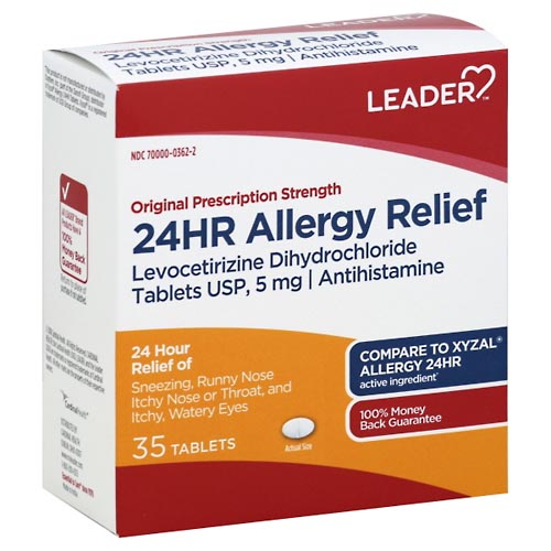 Image for Leader Allergy Relief, 24Hr, Original Prescription Strength, Tablets,35ea from Alpha Drugs