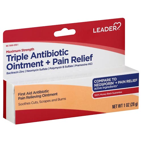 Image for Leader Triple Antibiotic Ointment + Pain Relief, Maximum Strength,1oz from Alpha Drugs