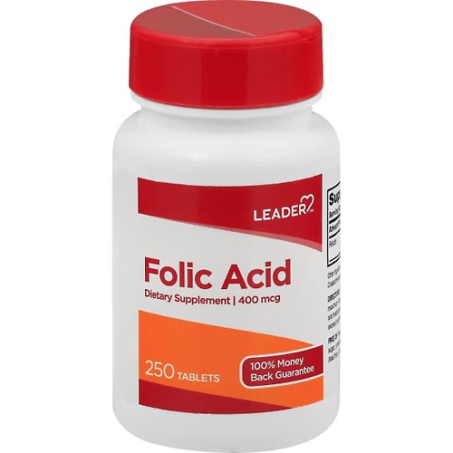 Image for Leader Folic Acid, 400 mcg, Tablets,250ea from Alpha Drugs