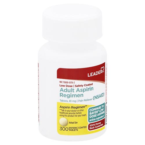 Image for Leader Aspirin Regimen, 81 mg, Enteric Coated Tablets, Adult,300ea from Alpha Drugs
