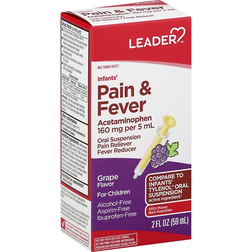 Image for Leader Pain & Fever, Infants', 160 mg, Grape Flavor,2oz from Alpha Drugs